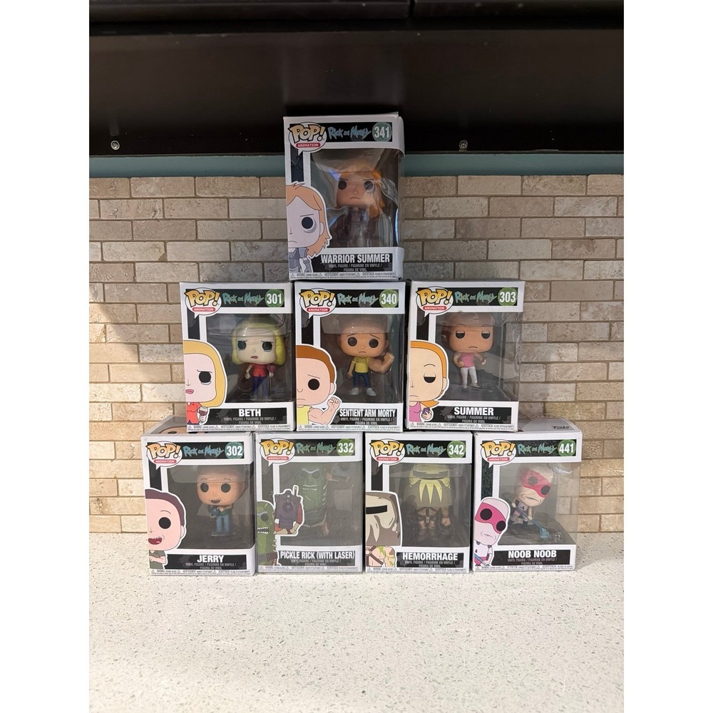 Funko Pop Rick And‎ Morty Lot Of 8 Warrior Summer Beth Jerry Pickle Rick Noob